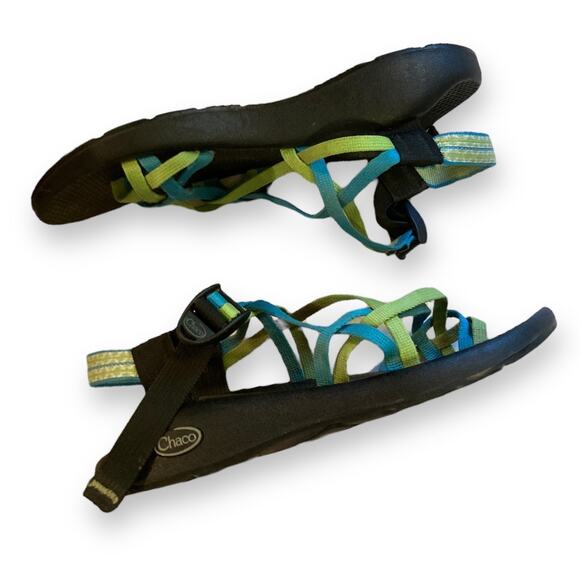 Womens Chaco ZX2 Yampa Celery Blue Adjustable Strap Vibram Sole Sandals Size 10 - Picture 2 of 16